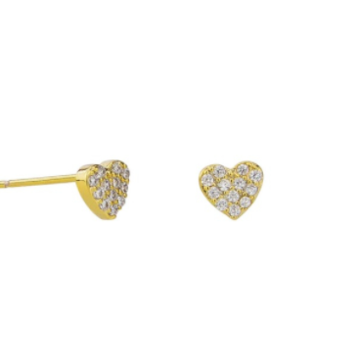 Tiger Tree - Gold Tiny Crystal Heart Studs