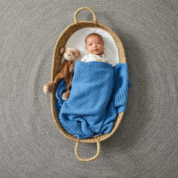 Pilbeam - Harbour Blue Basket Weave Blanket