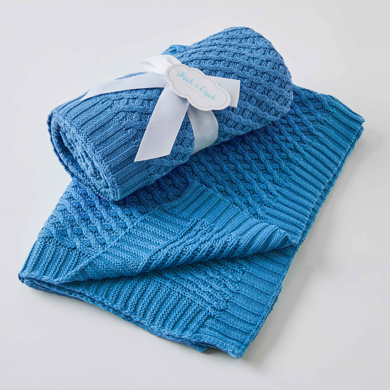 Pilbeam - Harbour Blue Basket Weave Blanket