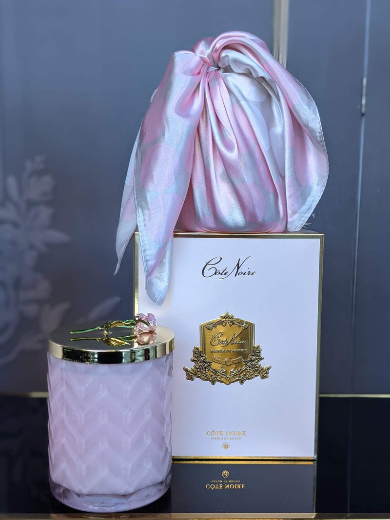 Cote Noire - Candle - Pink Herringbone & Rose Lid
