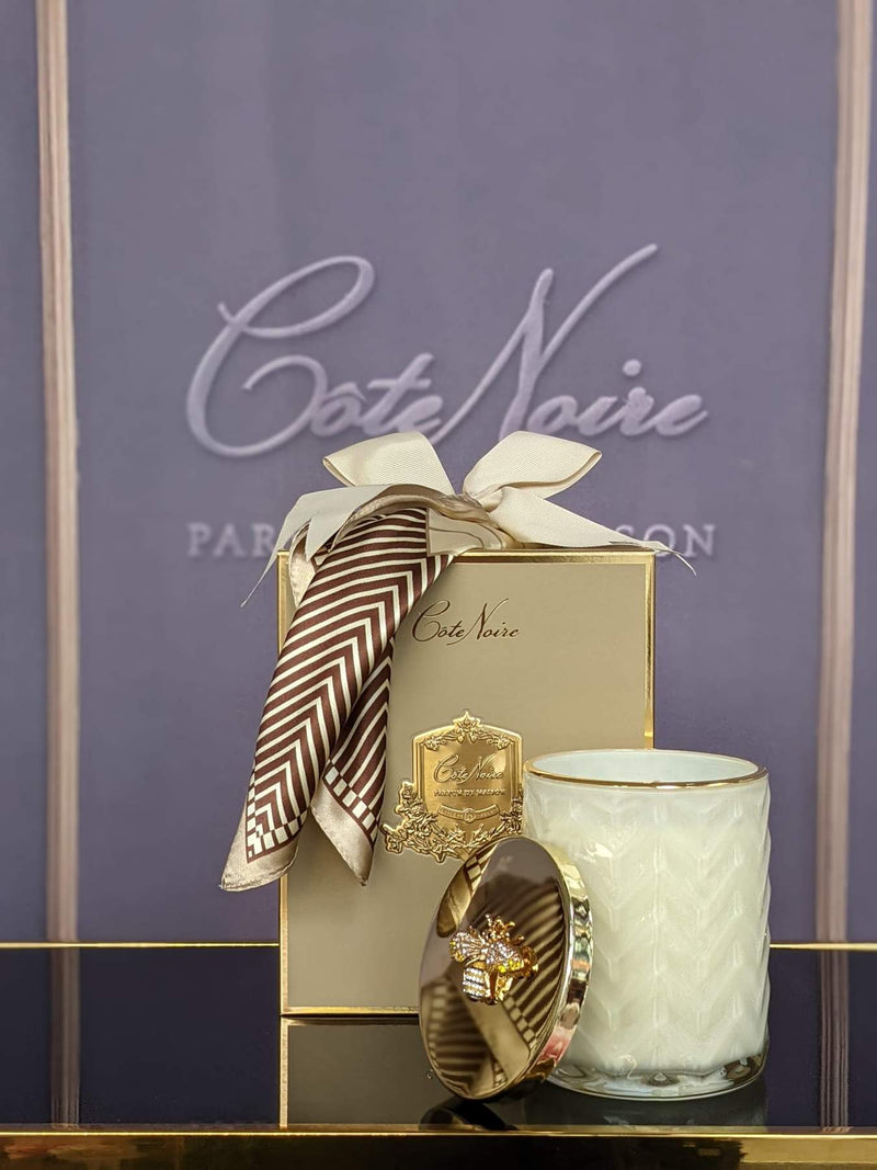 Cote Noire - Candle - Cream Herringbone & Golden Bee Lid