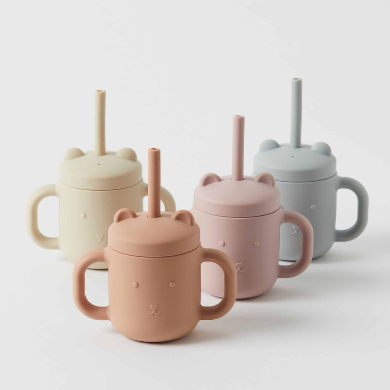 Nordic Kids - Henny Silicone Sippy Cup W/Straw - Terracotta
