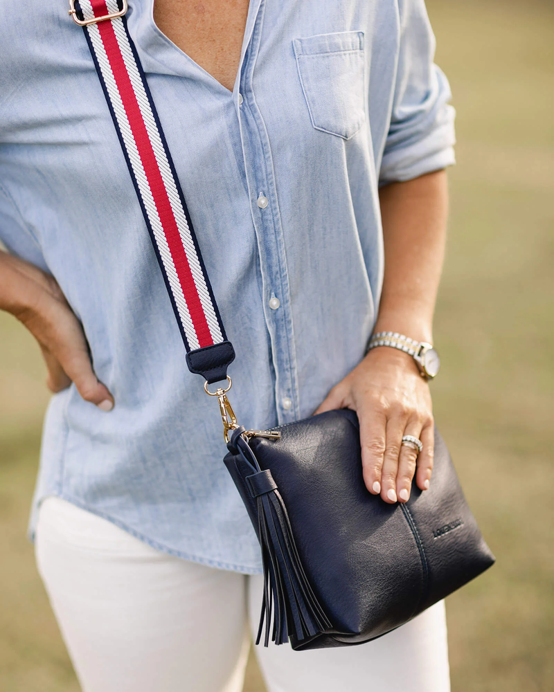 Louenhide - Kasey Crossbody Bag - Navy - Stripe Strap