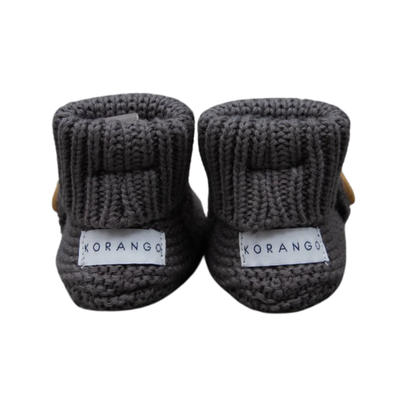 Korango - Knitted Button Booties - Charcoal