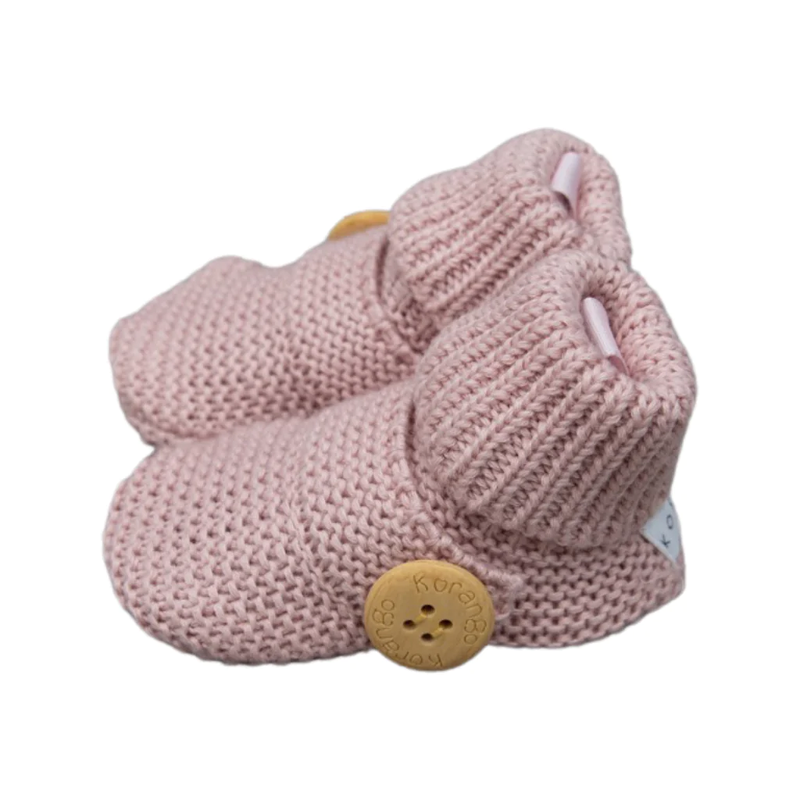 Korango - Knitted Button Booties - Dusty Pink