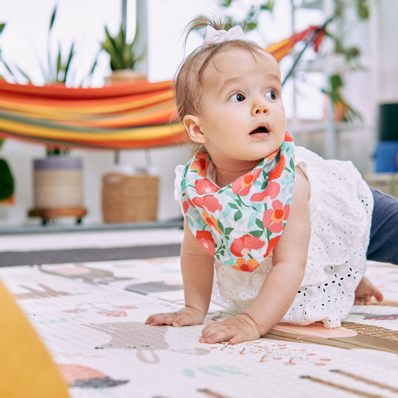 Annabel Trends - Linen Bandana/Bib - Sherbet Poppies