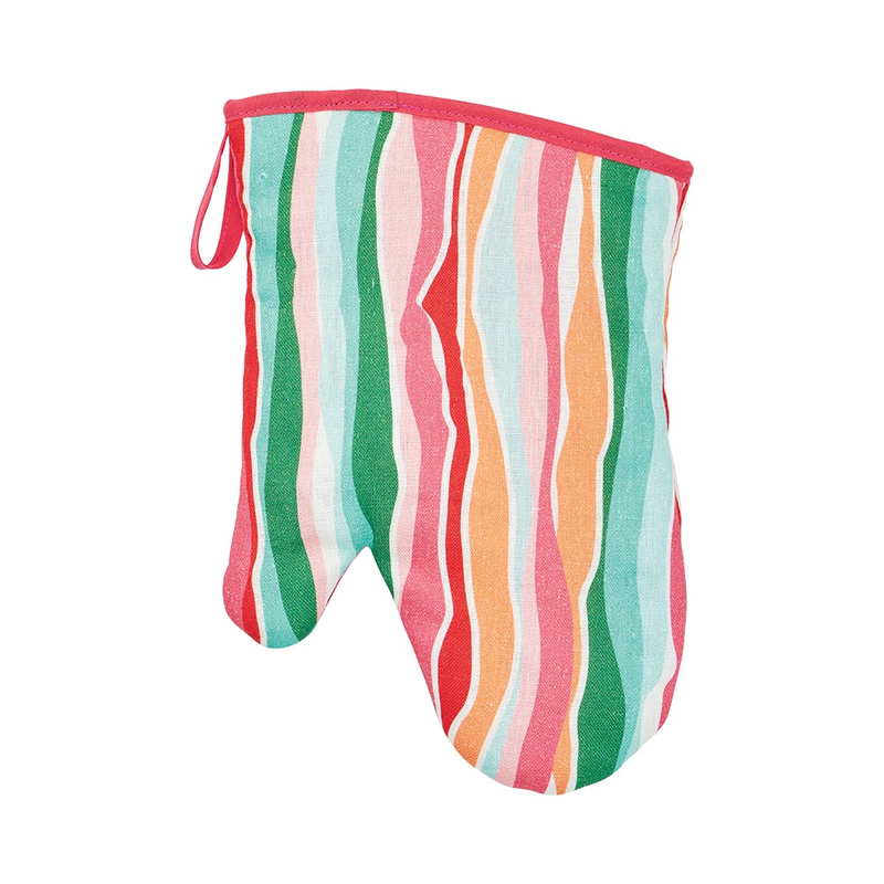 Annabel Trends - Linen Oven Mitt Single - Sherbet Ribbons