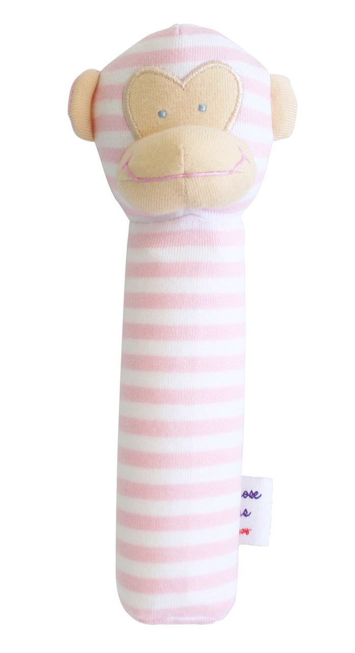 Alimrose - Monkey Squeaker Pink Stripe