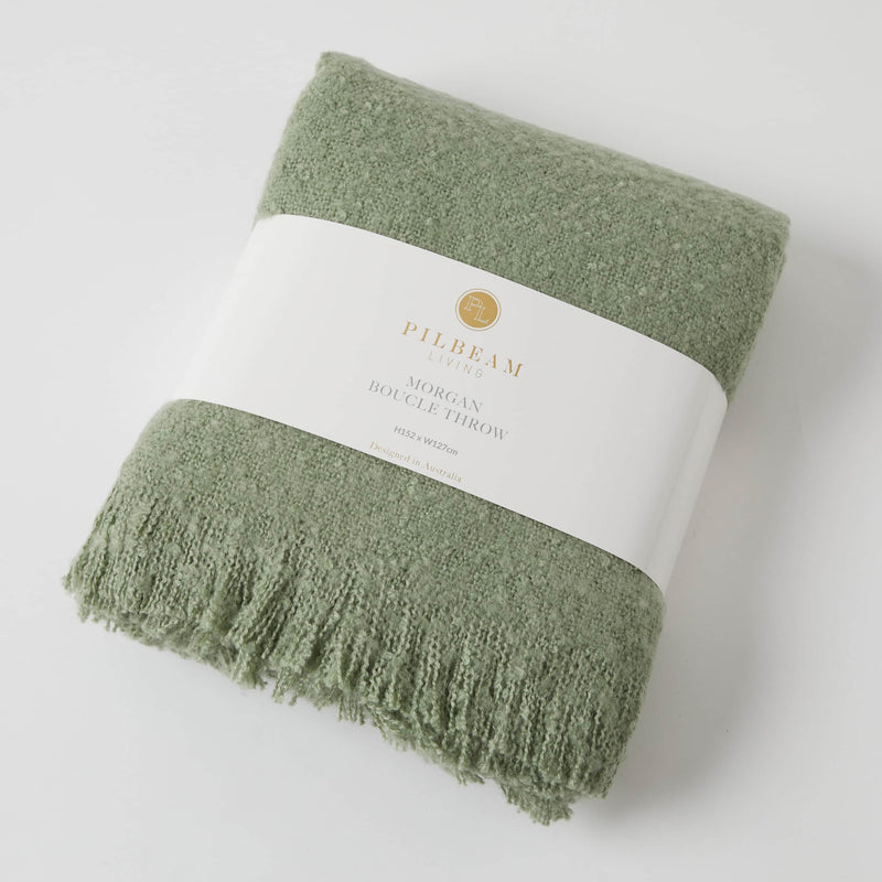 Pilbeam Living-Morgan Boucle Throw - Sage