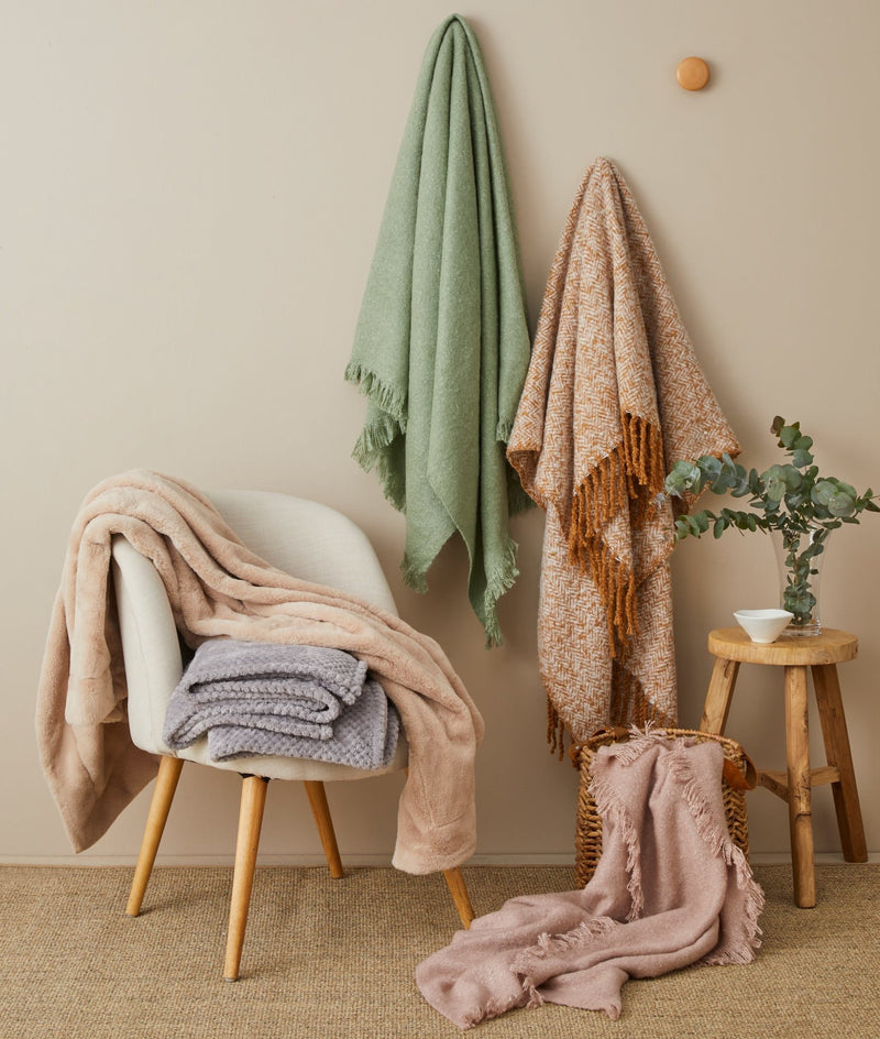 Pilbeam Living-Morgan Boucle Throw - Sage