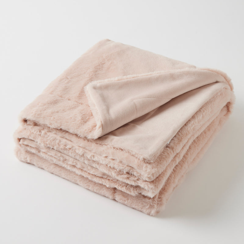 Pilbeam Living-Muse Faux Fur Throw - Dusty Pink