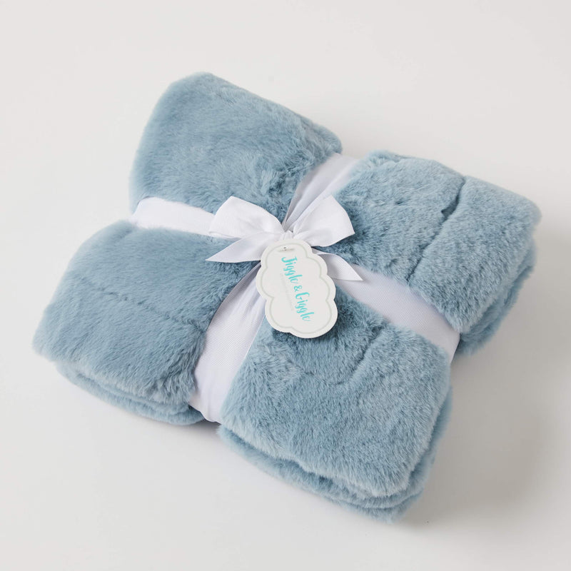 Jiggle & Giggle - Muse Faux Fur Baby Blanket - Vintage Blue