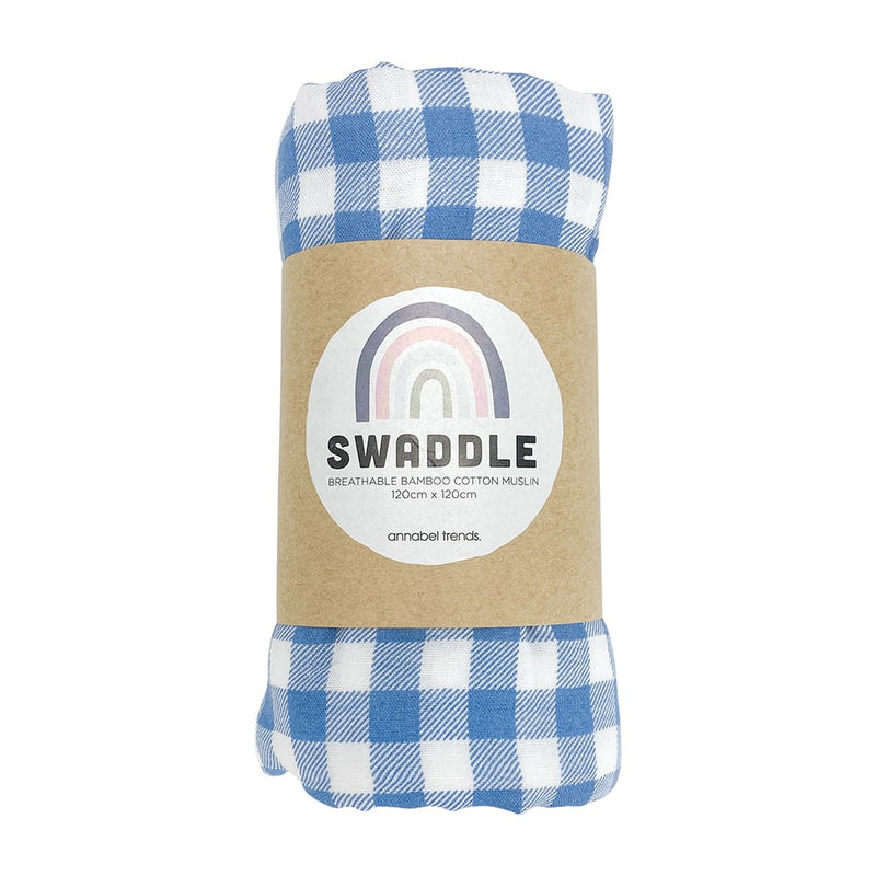 Annabel Trends - Muslin Swaddle - Gingham Blue