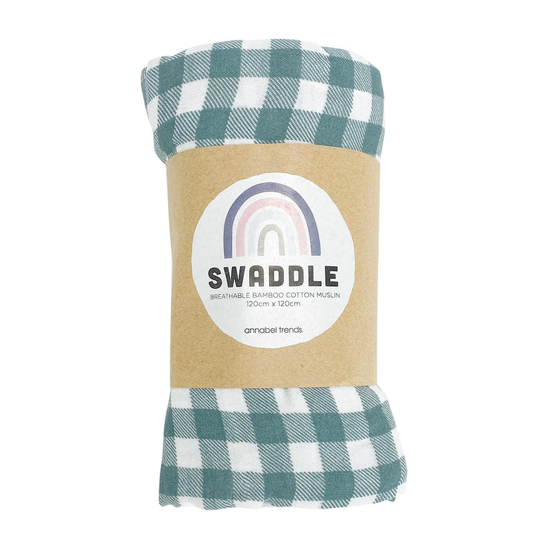 Annabel Trends - Muslin Swaddle - Gingham Olive