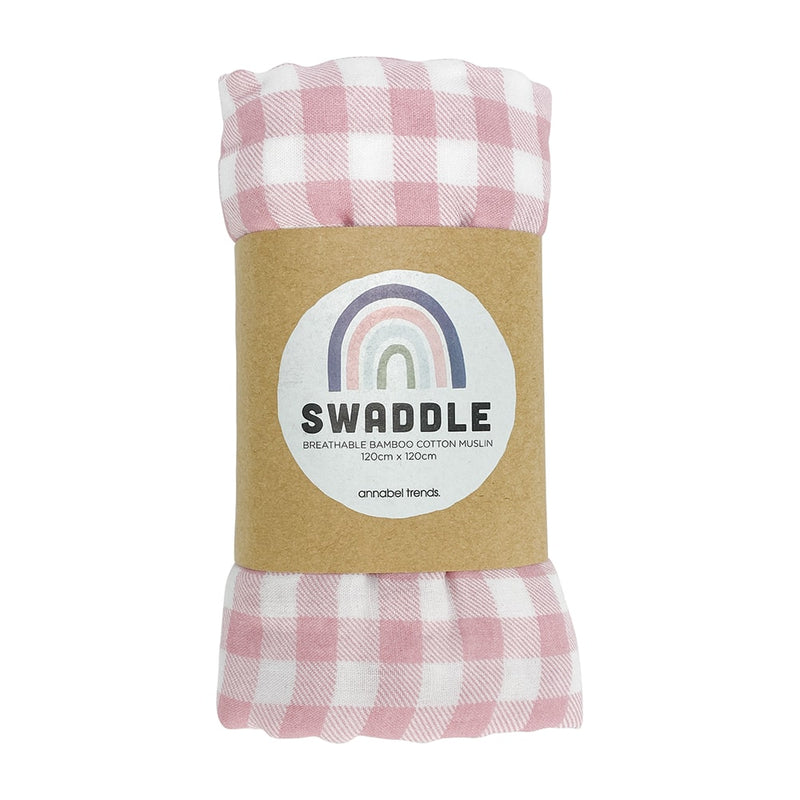 Annabel Trends - Muslin Swaddle - Gingham Pink Clay