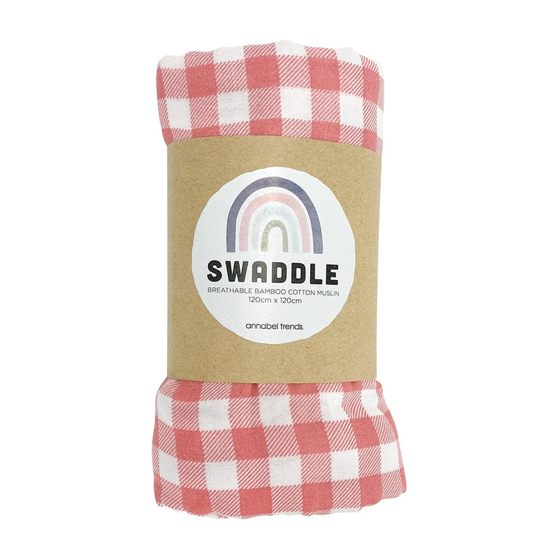 Annabel Trends - Muslin Swaddle - Gingham Rhubarb