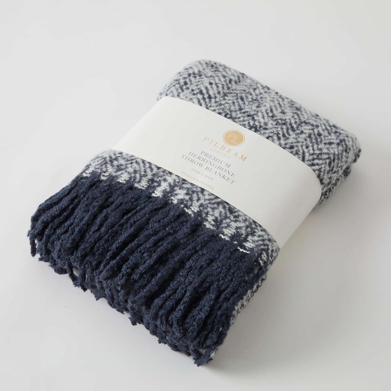 Pilbeam - Navy Herringbone Throw