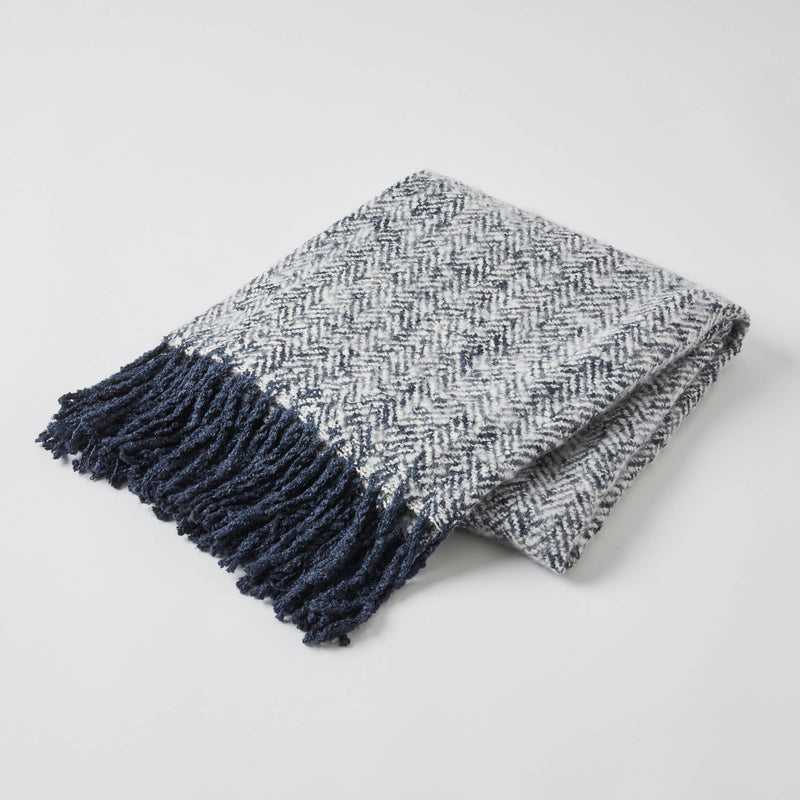 Pilbeam - Navy Herringbone Throw