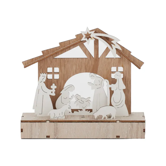 Coast to Coast - Nativity Scene LED Wood Nat 20x6x18cm