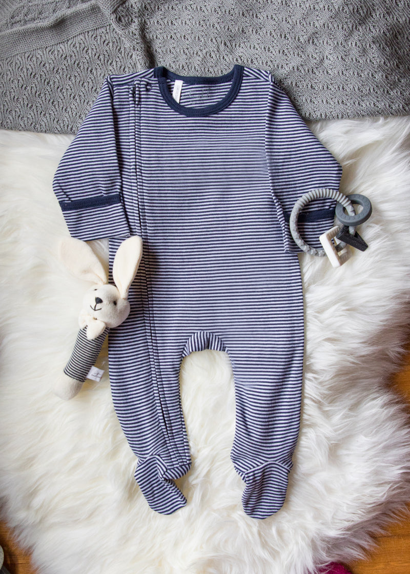 Navy Fine Stripe Footed Outfit