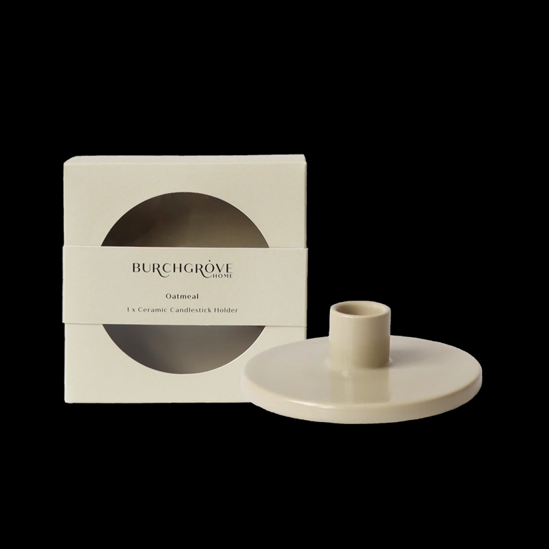 Burchgrove - Ceramic Candlestick Holder - Oatmeal