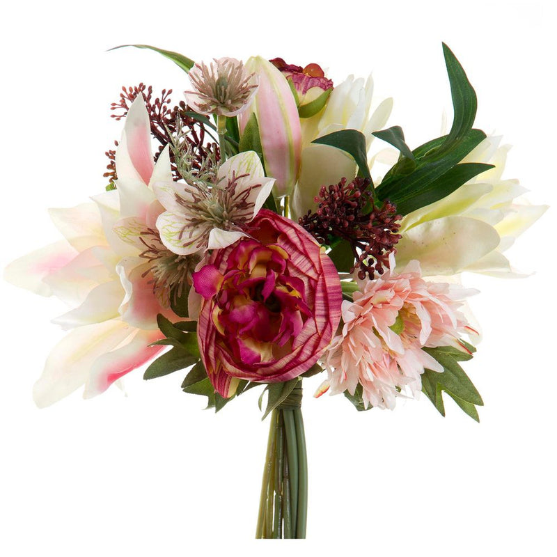 Florabelle - Peony Anemone Skimmia Bouq 30cm Pink & Burgundy