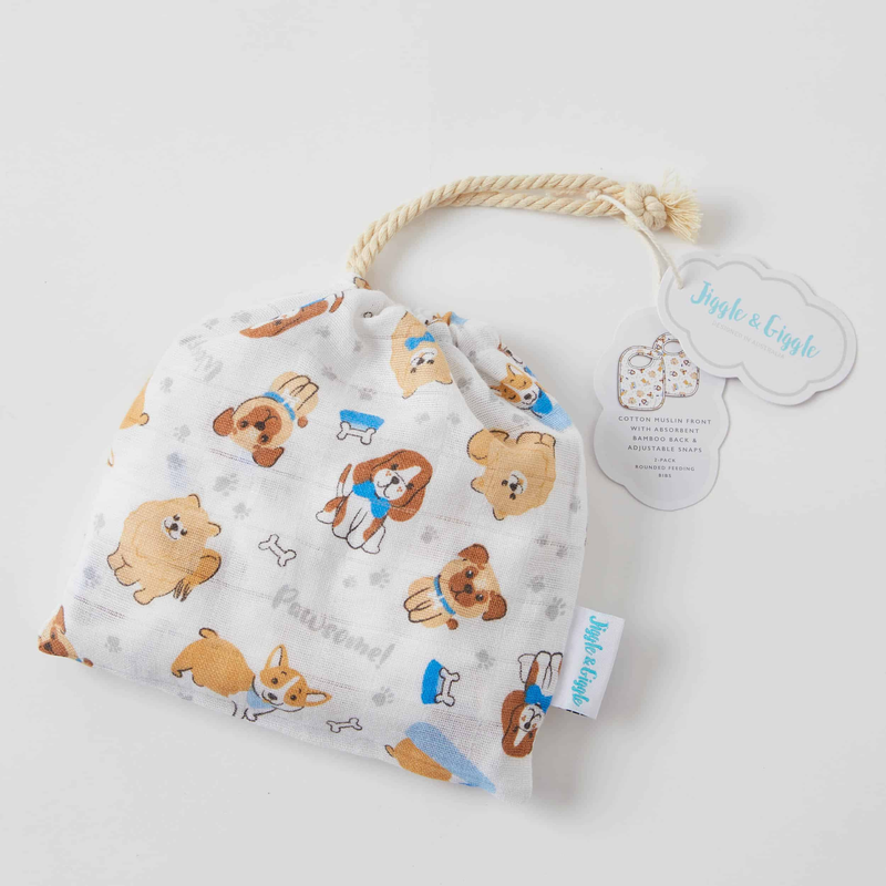 Jiggle & Giggle - Muslin Bib 2pk - Pawsome