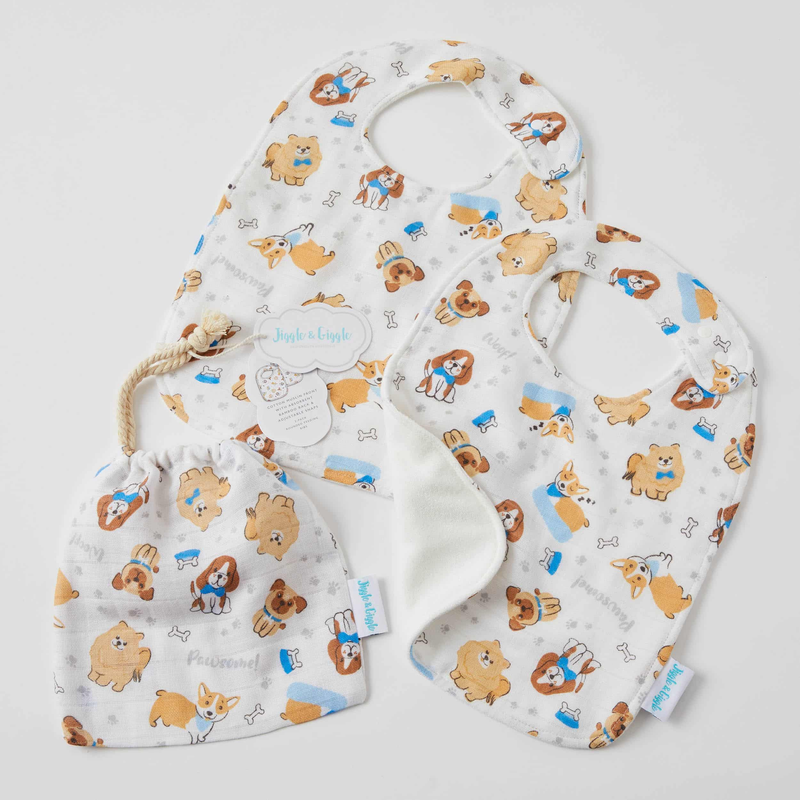 Jiggle & Giggle - Muslin Bib 2pk - Pawsome