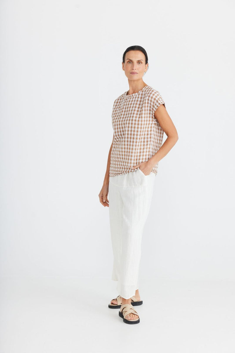 Brave & True - Percy Top - Toffee Gingham