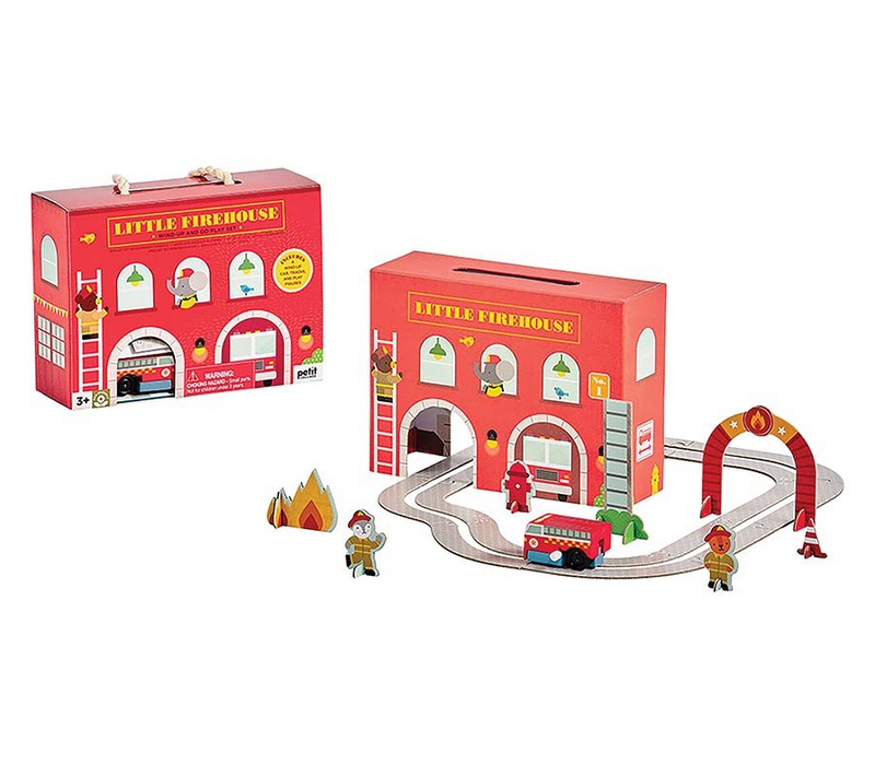 Petit Collage Firehouse Wind Up & Go Play Set