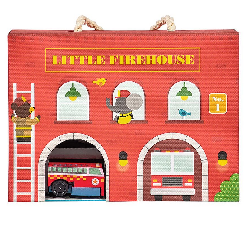 Petit Collage Firehouse Wind Up & Go Play Set