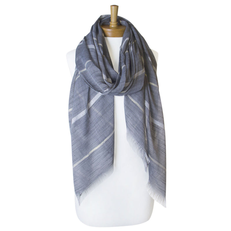 Taylor Hill - Scarf - Plain Lurex Strip - Charcoal