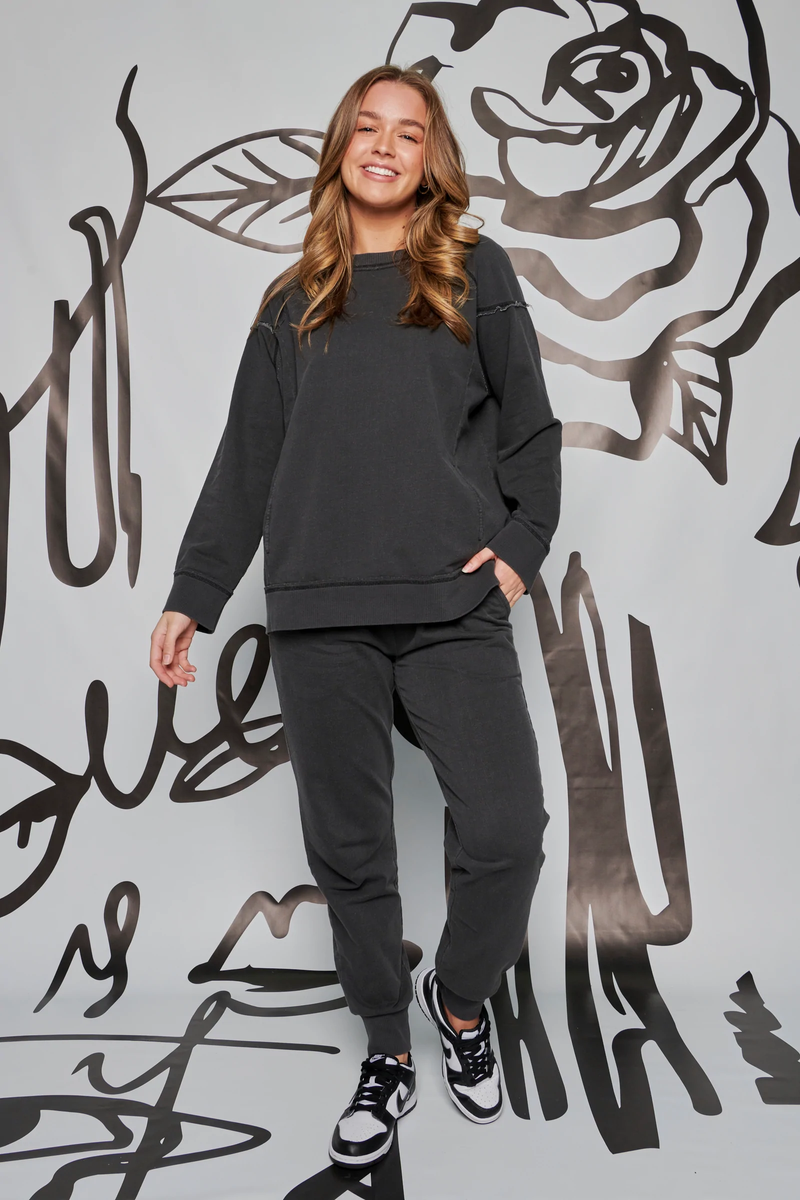 The Laboratory - Pocket Front Slouch Sweater - Black