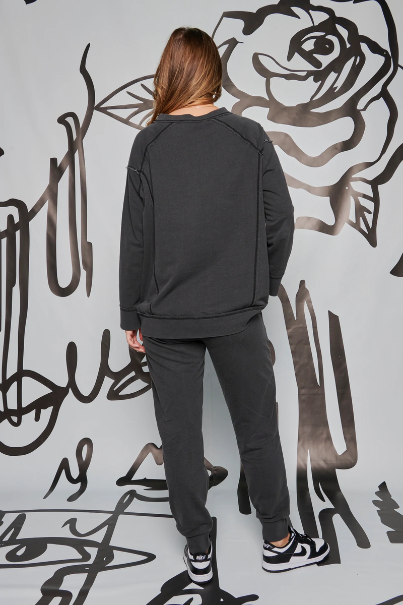 The Laboratory - Pocket Front Slouch Sweater - Black