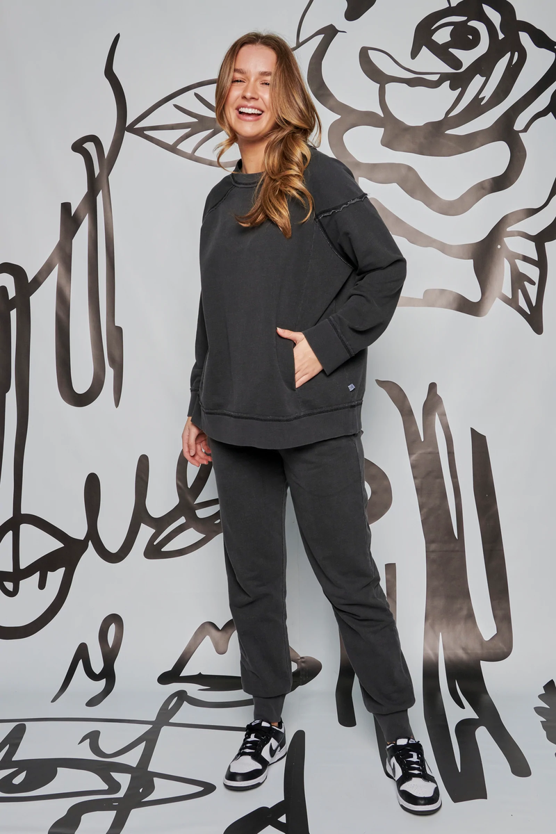 The Laboratory - Pocket Front Slouch Sweater - Black