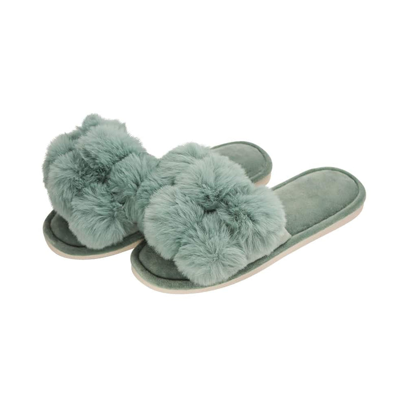 Annabel Trends - Slipper Cosy Luxe Pom Pom - Sage