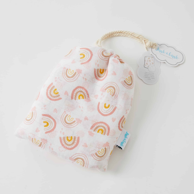 Jiggle & Giggle - Rainbow Muslin Wrap and Card