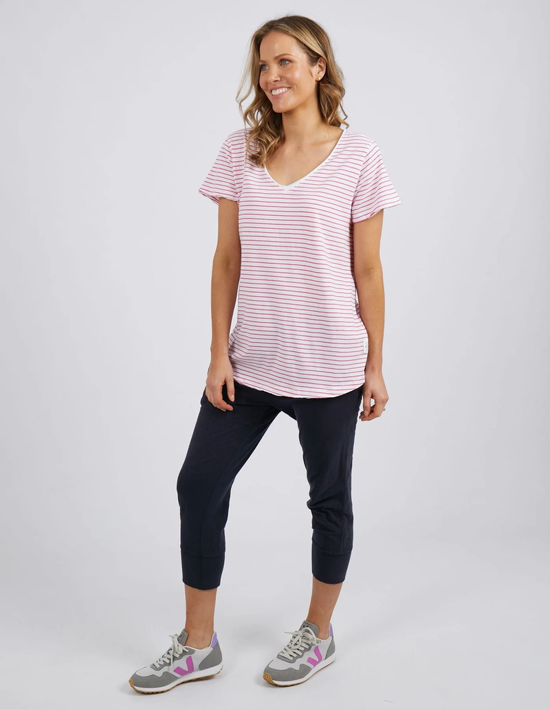 Elm - Remi Stripe Tee - White/Watermelon Stripe
