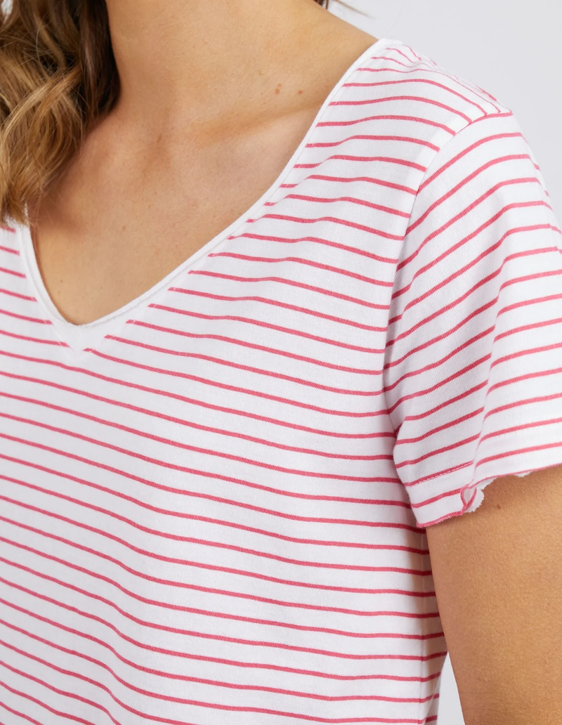 Elm - Remi Stripe Tee - White/Watermelon Stripe