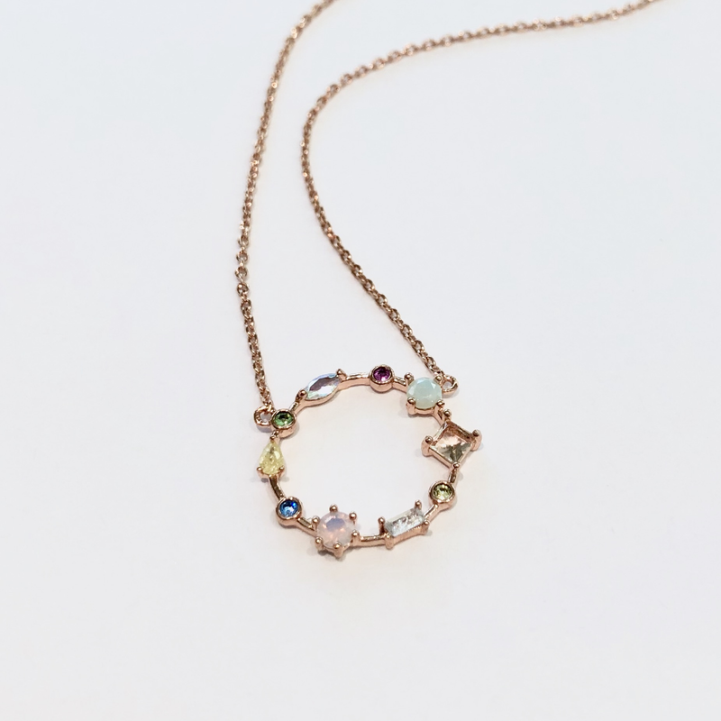 Tiger Tree - Rose Gold Crystal Orbit Necklace