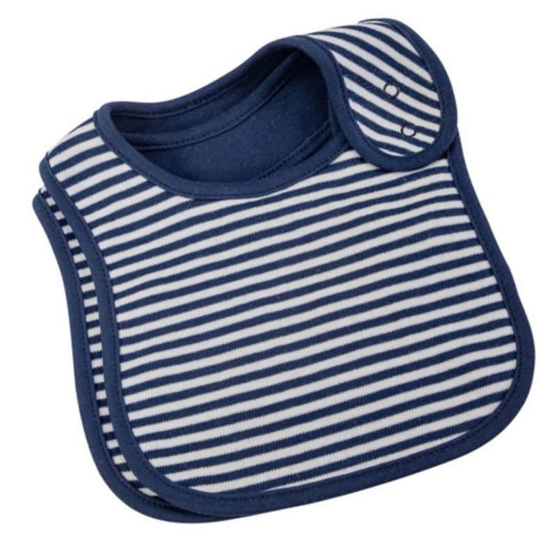 NAVY FRENCH STRIPE 2 PC BIB SET