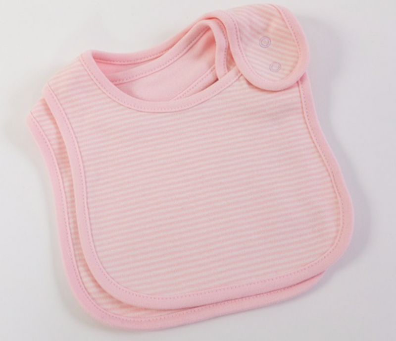 PINK FINE STRIPE BIBS 2 PC SET