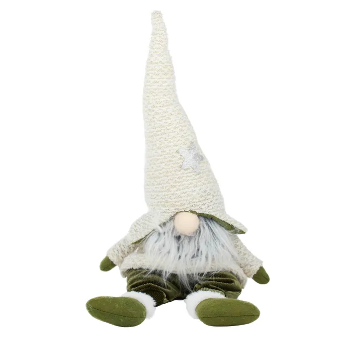 Coast to Coast - Sitting Gnome With Stripes Poly 72cm Green