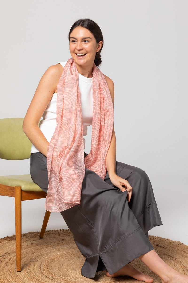 Indus - Spot Silk Scarf Blush