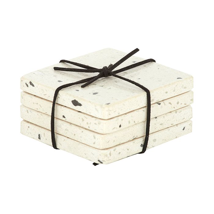 Coast to Coast - Terrazzo S/4 Coasters - White 10x10cm