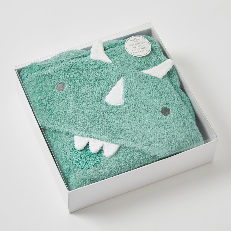 Nordic Kids-Theo Dinosaur Baby Hooded Towel