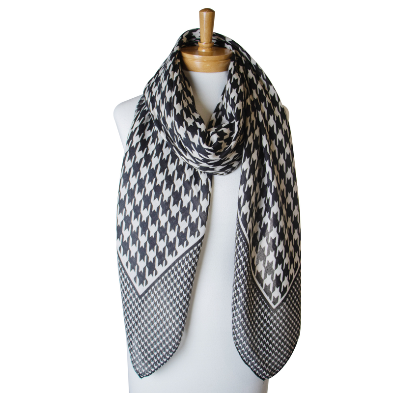 Taylor Hill - Scarf - Black Houndstooth