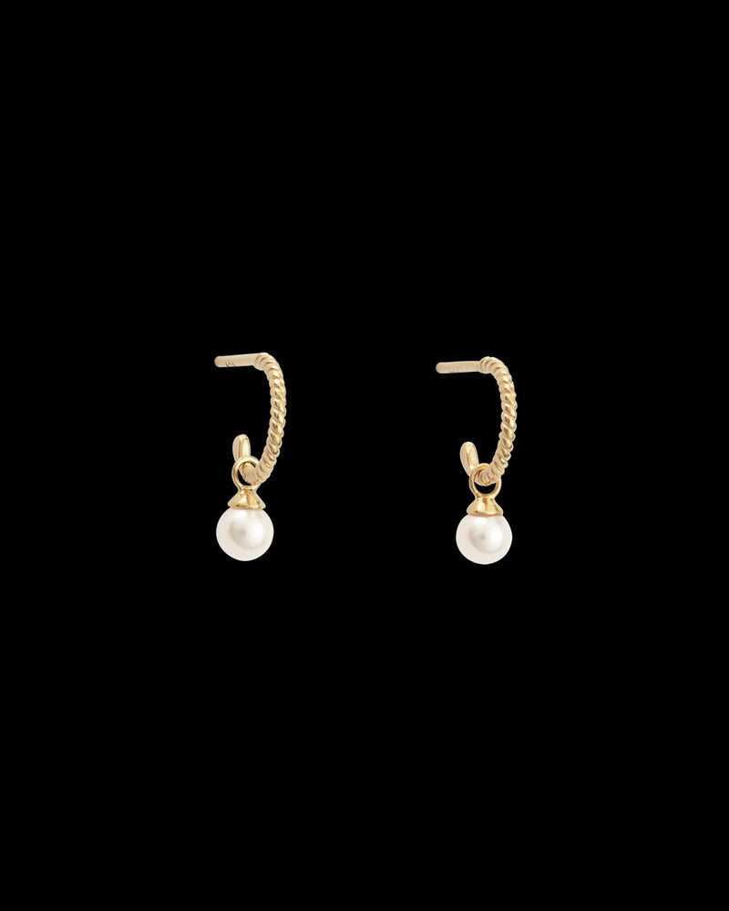 Kirstin Ash - Tiny Pearl Hoops - 18k Gold Plated