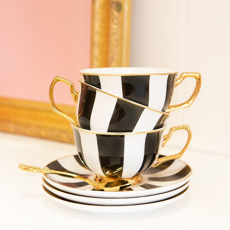 Cristina Re - Teacup & Saucer - Ebony Stripes