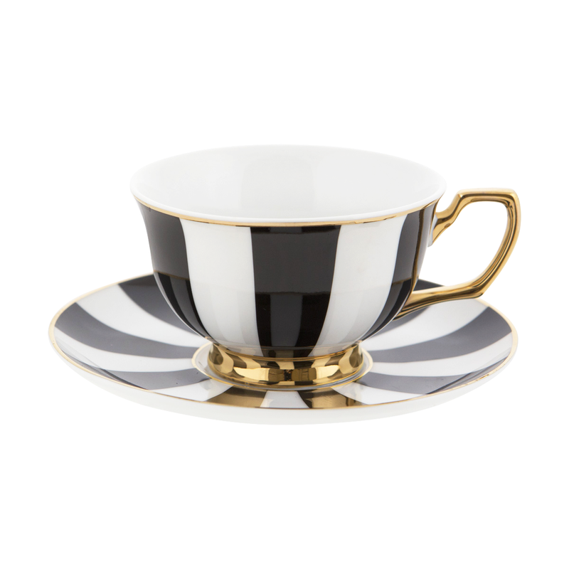 Cristina Re - Teacup & Saucer - Ebony Stripes